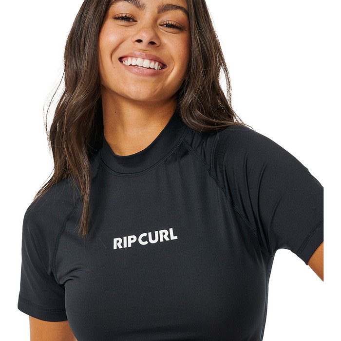 2024 Rip Curl Womens Classic Surf Short Sleeve Rash Vest 15HWRV - Black